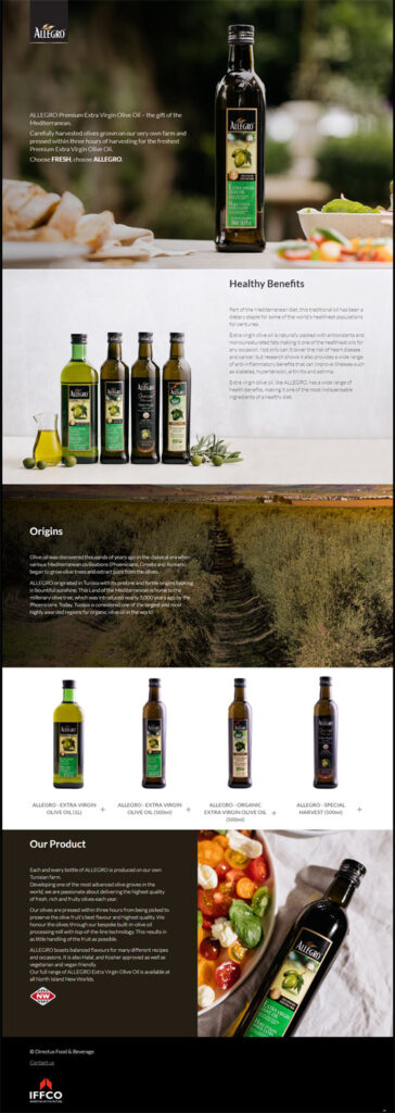 Allegro Olive Oil - new web design