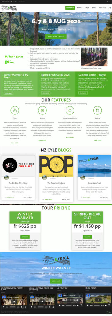 Track N Trail Cycle Adventures - New Zealand web design